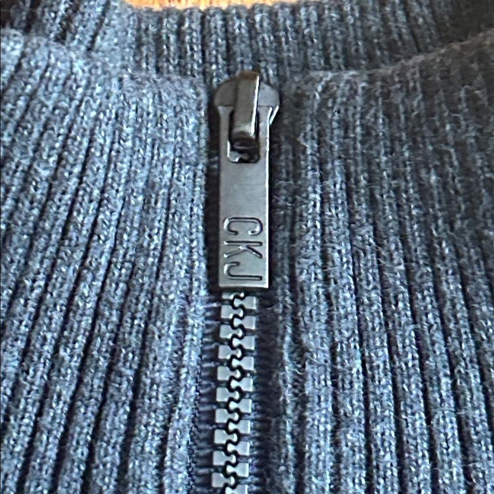 Calvin Klein Men's Charcoal Zip-Up Sweater - Picture 6 of 9